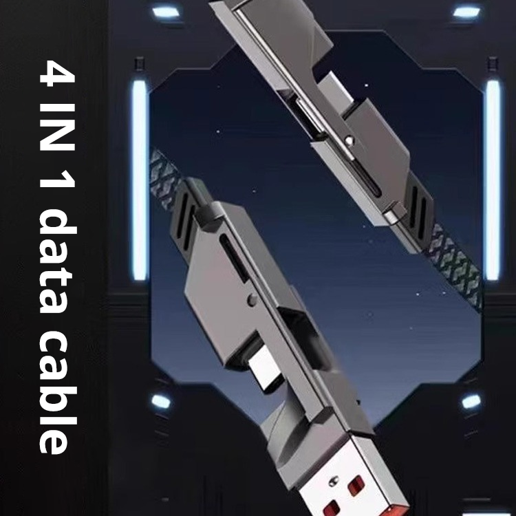 Factory 4-in-1 Cable, Dual USB-C to Lightning, 2-in-1 PD Fast Charging 100W, Type-C to Lightning Dual USB